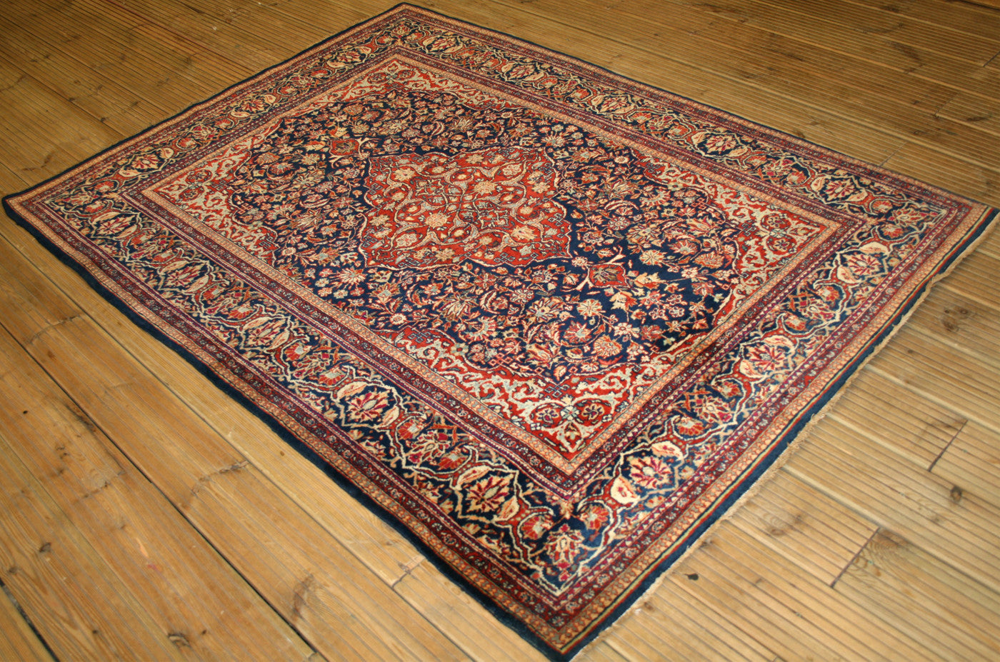 Semi-Antique Persian Kashan Rug