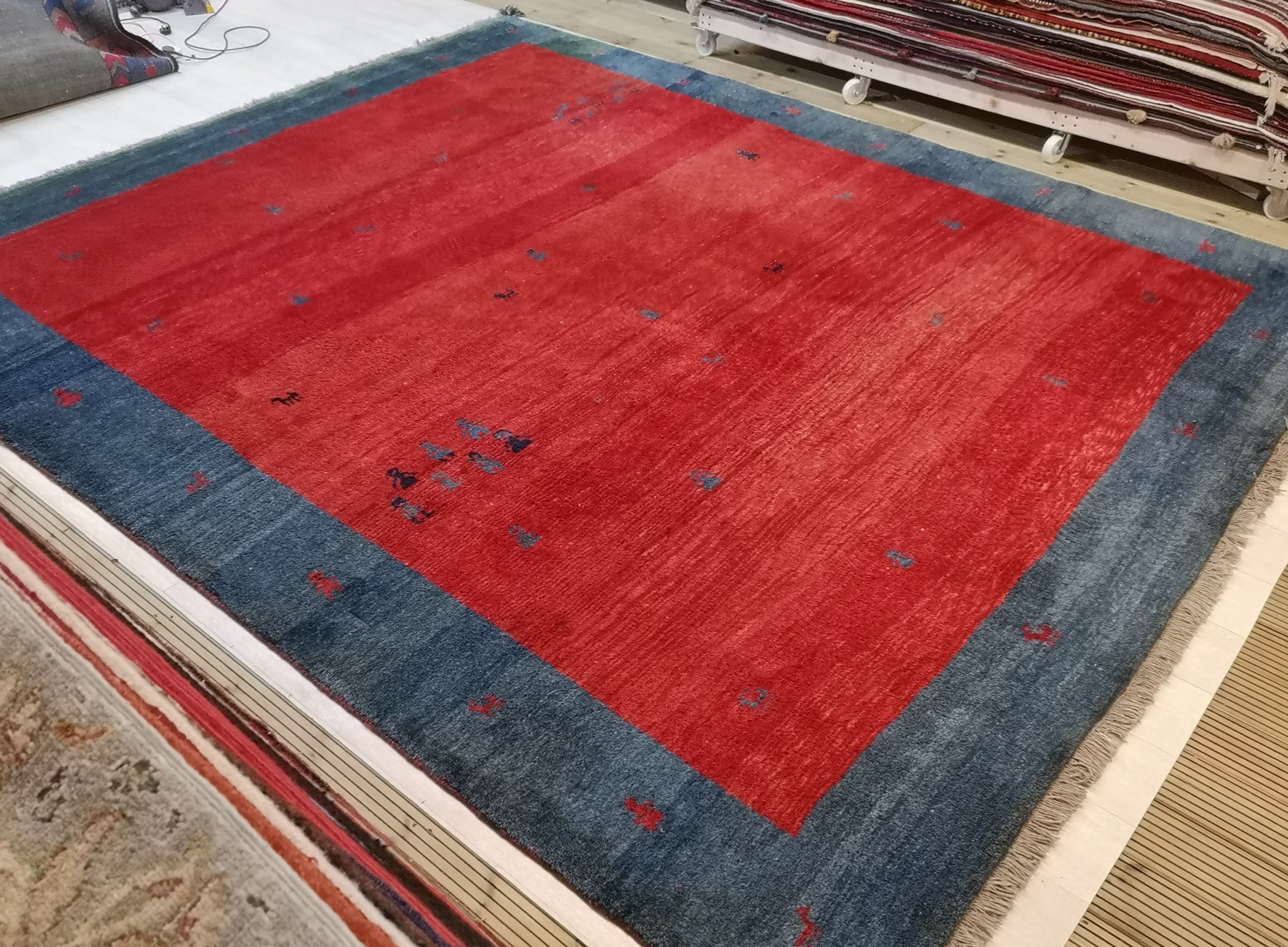 Hand Knotted Gabbeh Wool Area Rug Contemporary Red Black BBH hot Homes BBL0B201