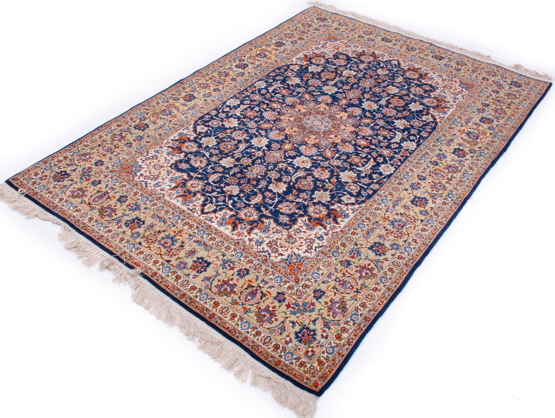 19781-Isfahan Hand-Knotted/Handmade Persian Rug/Carpet Traditional  Authentic/Size: 7'7''x 5'2
